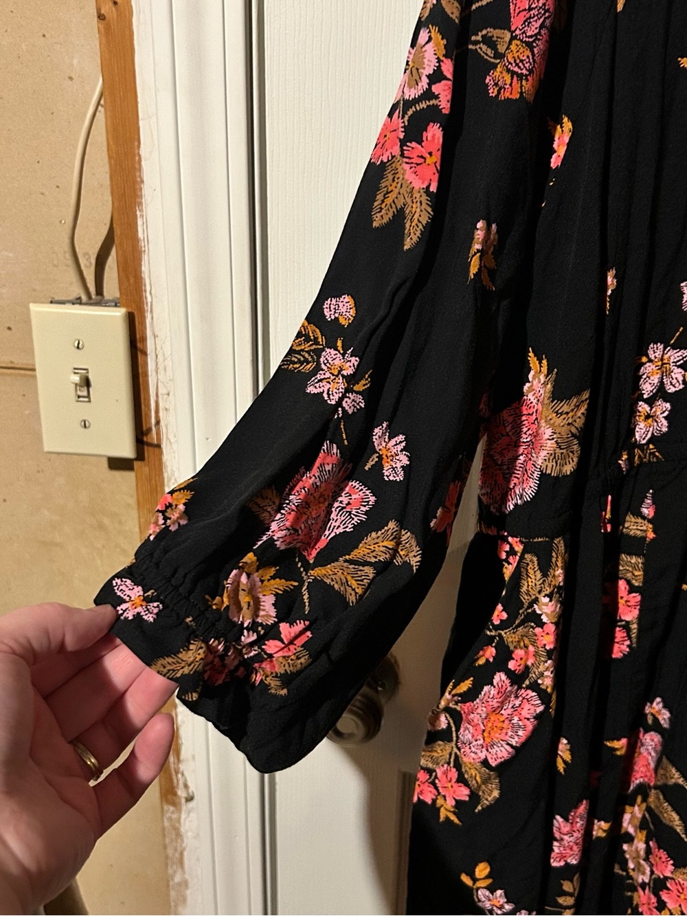 torrid Black Midi Dress with Pink & Brown Floral Print - Picture 4 of 9